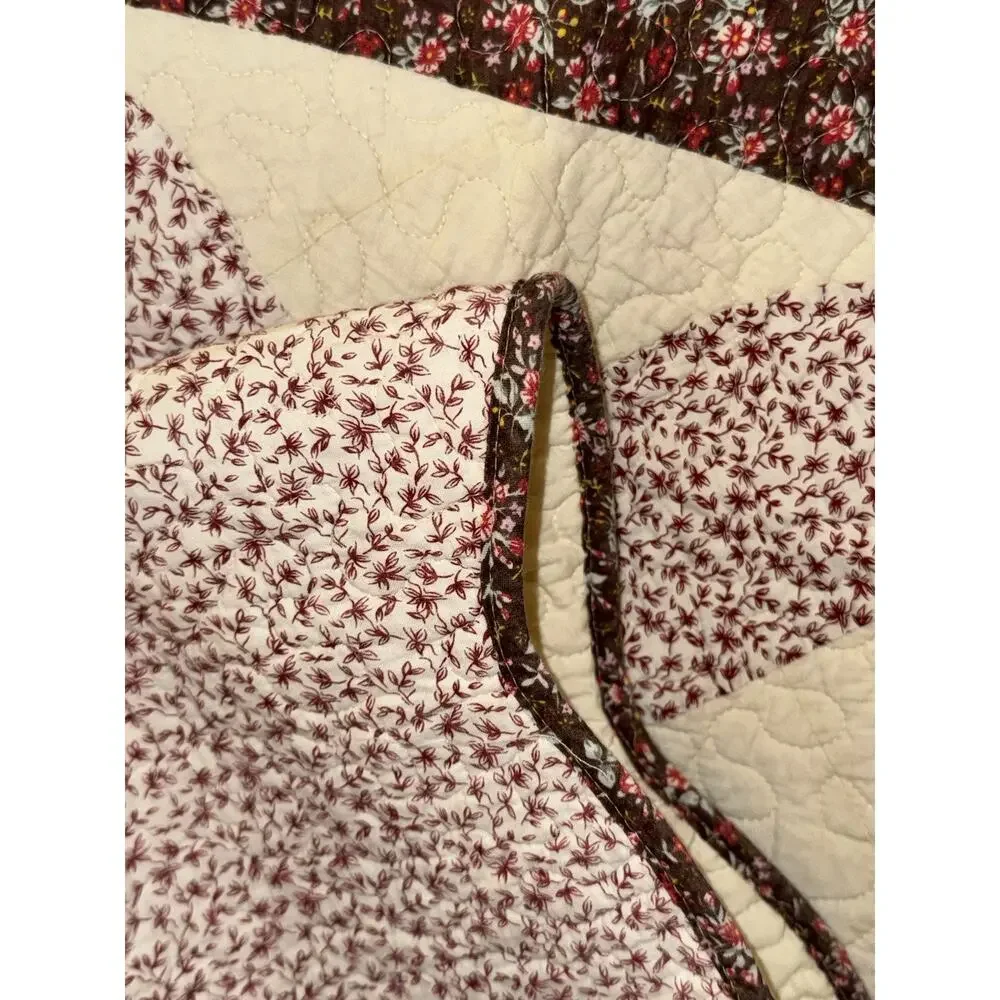 American Hometex Large Throw Baby Child Quilt 50”x60” Reversible Flower Floral